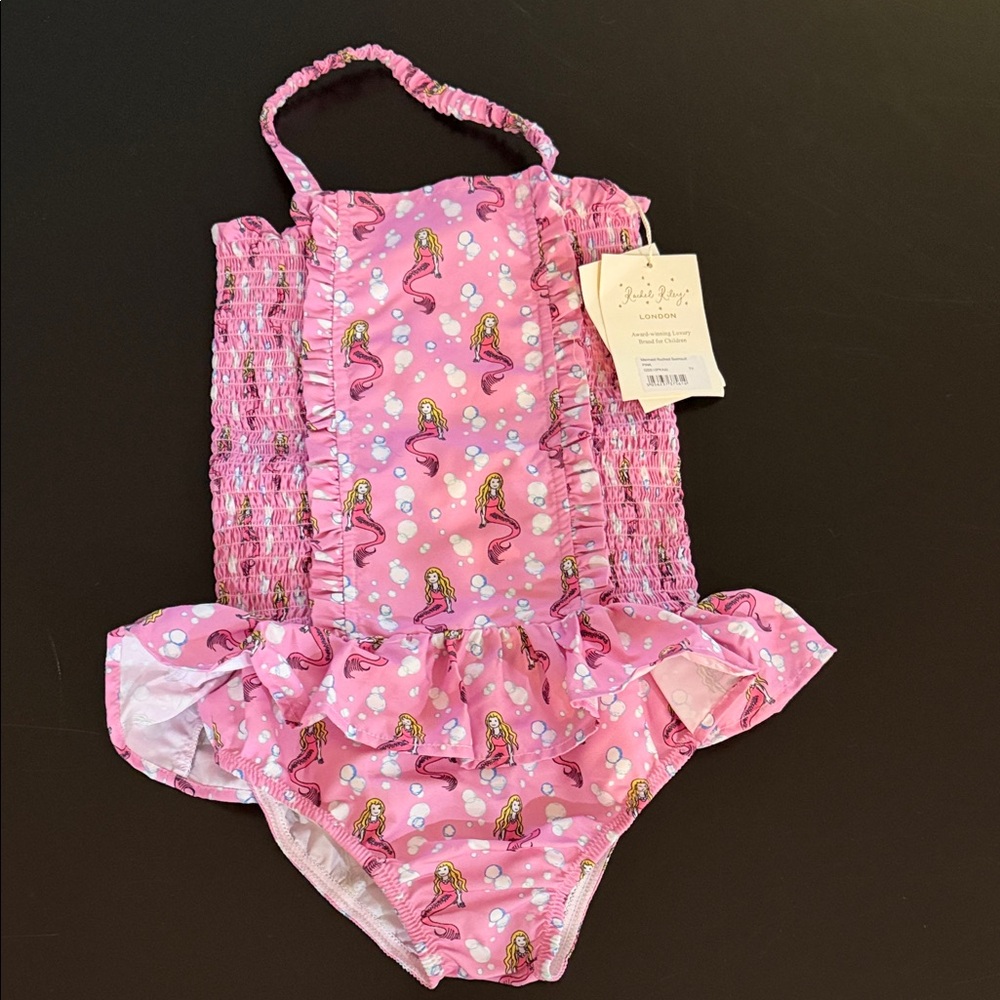 Rachel Riley Pink Mermaid Ruched Swimsuit